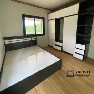 Combo Giường Tủ Nhựa Black White